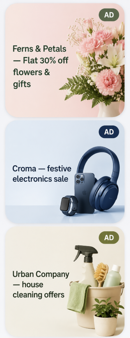 Partner offers — Ferns & Petals, Croma, Urban Company